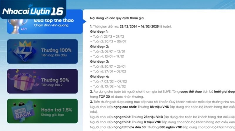 Danh sách những khuyến mãi hấp dẫn của 8live