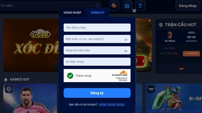 Đăng ký Fabet cực kỳ nhanh chóng, đơn giản đối với người mới