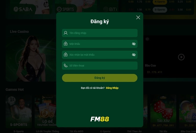 Thao tác đăng ký FM88 cực kỳ nhanh chóng