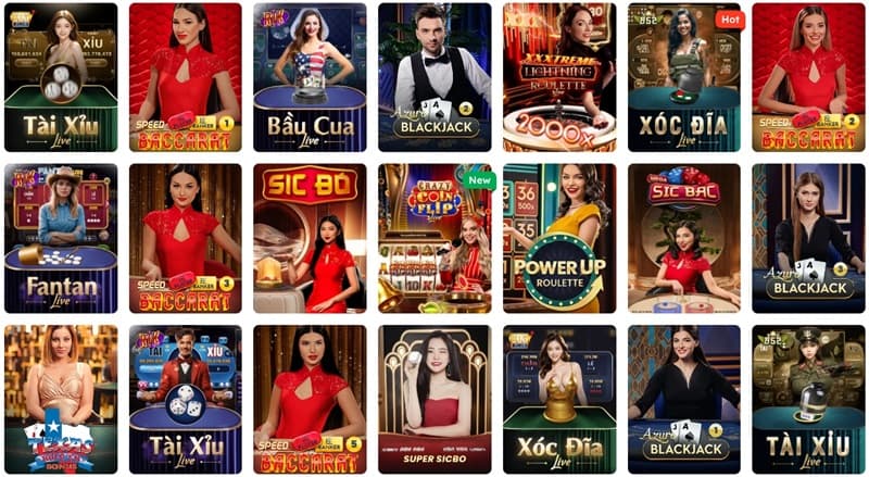 Sảnh live casino với nhiều trò chơi hấp dẫn tại One 88