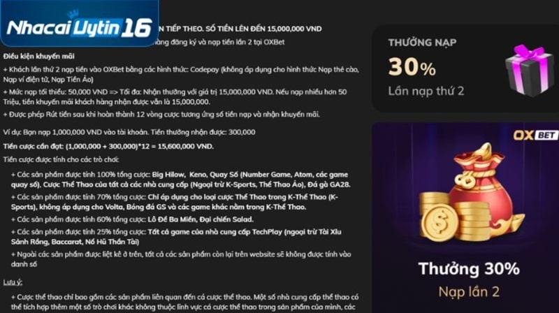 Danh sách những khuyến mãi hấp dẫn của Oxbet